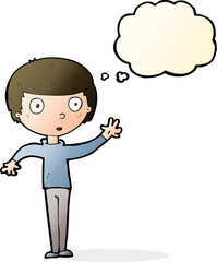 cartoon staring boy with thought bubble