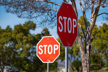 Stop Signs - Right Angle at Intersection - horiz