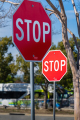 Stop Signs - Right Angle at Intersection - vertical