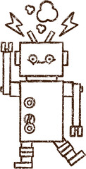 Crazy Robot Charcoal Drawing