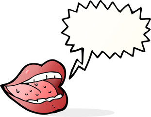 cartoon smiling mouth with speech bubble