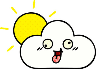 comic book style cartoon sun and cloud
