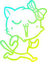 cold gradient line drawing cartoon cat