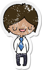 distressed sticker cartoon of a kawaii cute boy