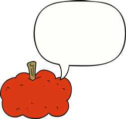cartoon pumpkin and speech bubble
