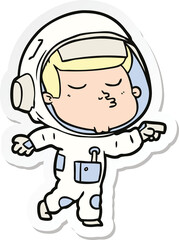 sticker of a cartoon confident astronaut