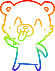 rainbow gradient line drawing rude cartoon bear