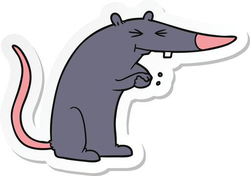 sticker of a cartoon sneaky rat