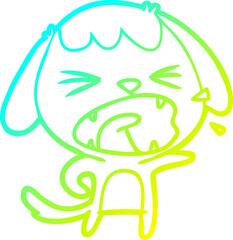 cold gradient line drawing cute cartoon dog barking