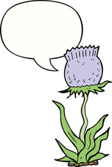 cartoon wild flower and speech bubble