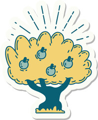 sticker of tattoo style apple tree