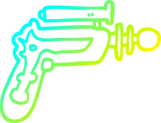 cold gradient line drawing cartoon ray gun