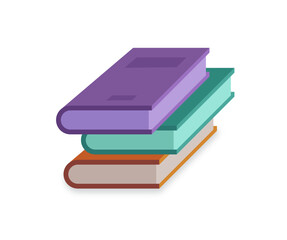 purple, turquoise, orange books. three books in a row illustration