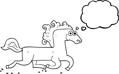 thought bubble cartoon running horse