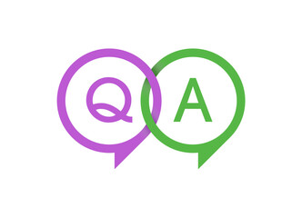 question and answer logo. question and answer concept. lilac and green question and answer concept