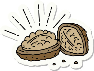 sticker of tattoo style walnuts with shell
