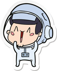 sticker of a happy cartoon astronaut