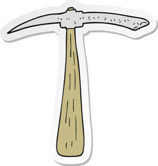 sticker of a cartoon pick axe