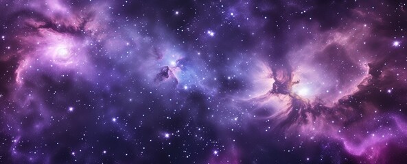 Galactic dust clouds, with swirling patterns of stars and cosmic dust in deep purples and blues
