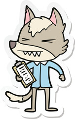 sticker of a angry wolf cartoon