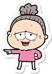 Obraz premium sticker of a cartoon happy old lady