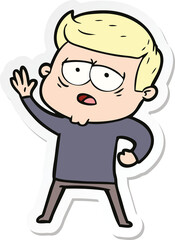 sticker of a cartoon tired man