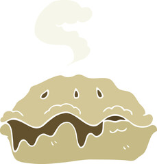 flat color illustration of a cartoon hot pie