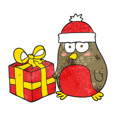 textured cartoon christmas robin