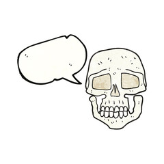 speech bubble textured cartoon skull