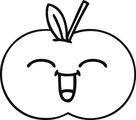 line drawing cartoon red apple