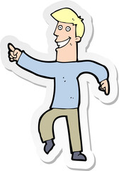 sticker of a cartoon grinning man