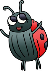 quirky gradient shaded cartoon ladybird