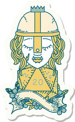 half orc fighter with natural 20 dice roll sticker