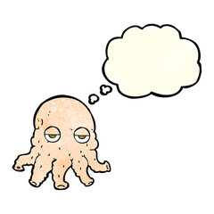 cartoon alien squid face with thought bubble