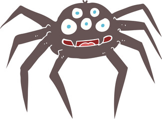 flat color illustration of a cartoon spider