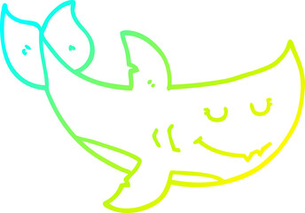 cold gradient line drawing cartoon shark