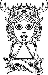 elf druid character with natural twenty dice roll illustration