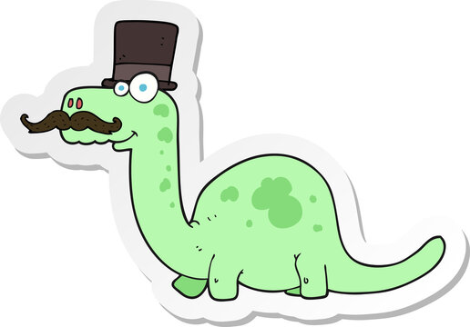 sticker of a cartoon posh dinosaur
