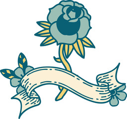 tattoo with banner of a rose