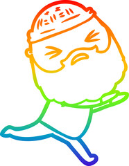 rainbow gradient line drawing cartoon man with beard