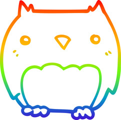 rainbow gradient line drawing cute cartoon owl
