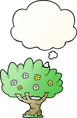 cartoon tree and thought bubble in smooth gradient style