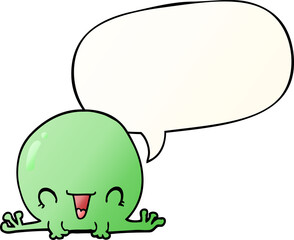 cartoon frog and speech bubble in smooth gradient style