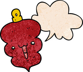 cartoon christmas decoration bauble and speech bubble in retro texture style