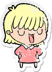distressed sticker of a cartoon woman
