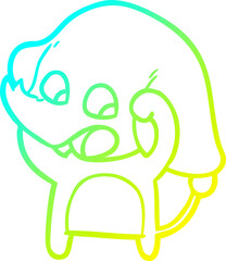 cold gradient line drawing cute cartoon elephant