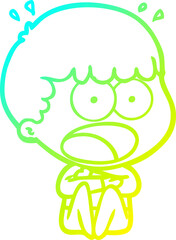 cold gradient line drawing cartoon shocked man