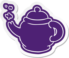 cartoon sticker of a blue tea pot