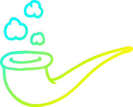 recommend clip art: cold gradient line drawing cartoon smoking pipe
