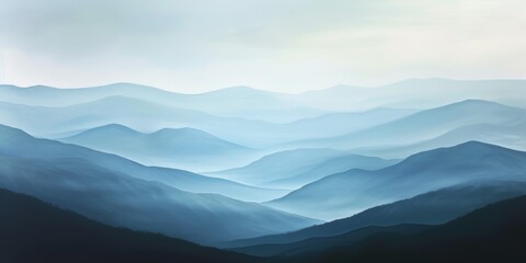 Misty mountain breath, with soft, ethereal layers of blues and grays